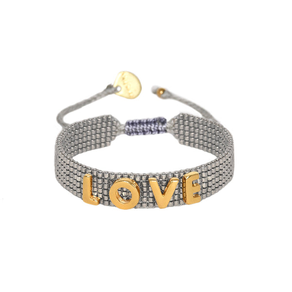 Pulsera ajustable con placa bañada en oro Love Letters 11799