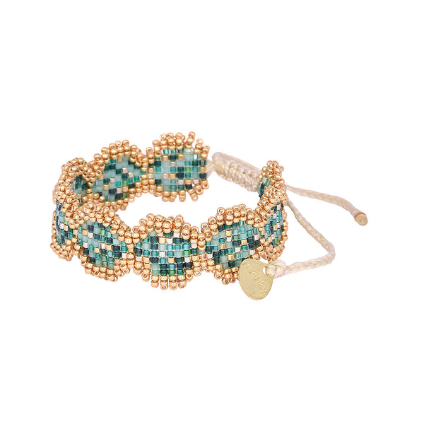 Adjustable beaded bracelet wavy shape - small