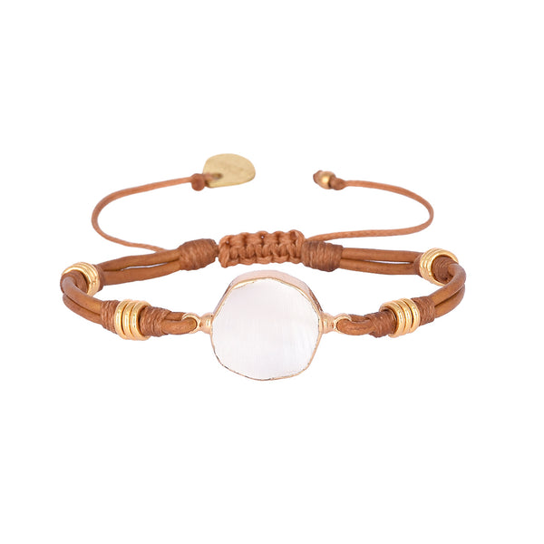 Adjustable bracelet with Brazilian Stone and leather