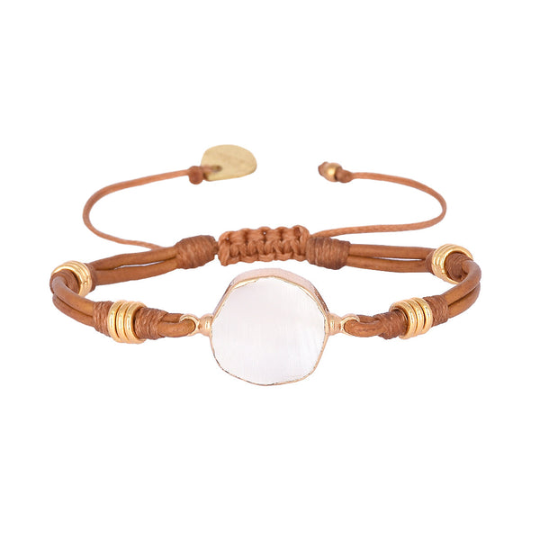 Adjustable bracelet with Brazilian Stone and leather