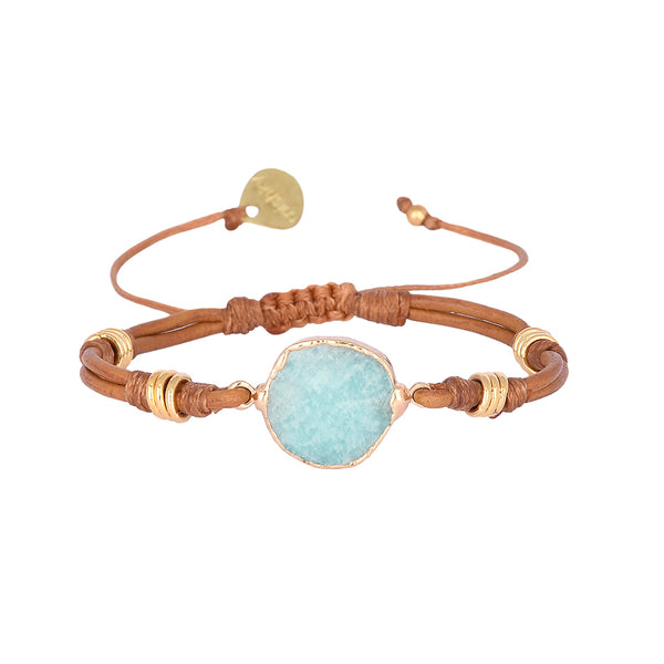 Adjustable bracelet with Brazilian Stone and leather