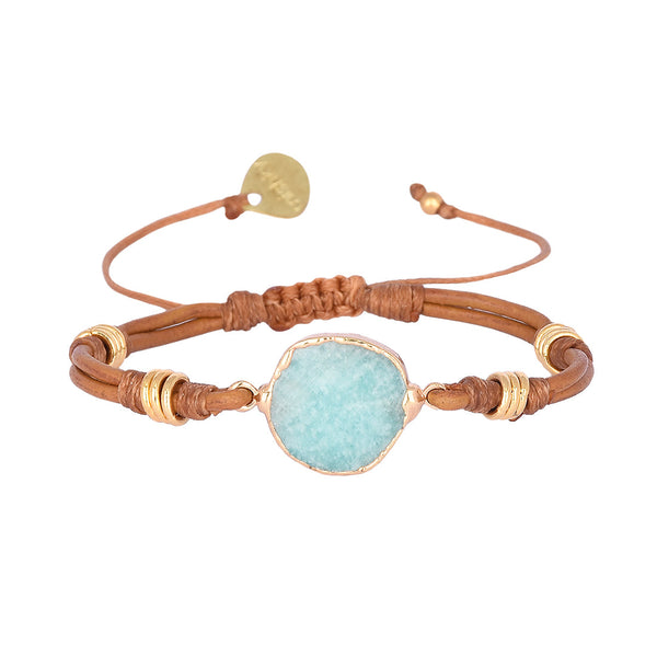 Adjustable bracelet with Brazilian Stone and leather