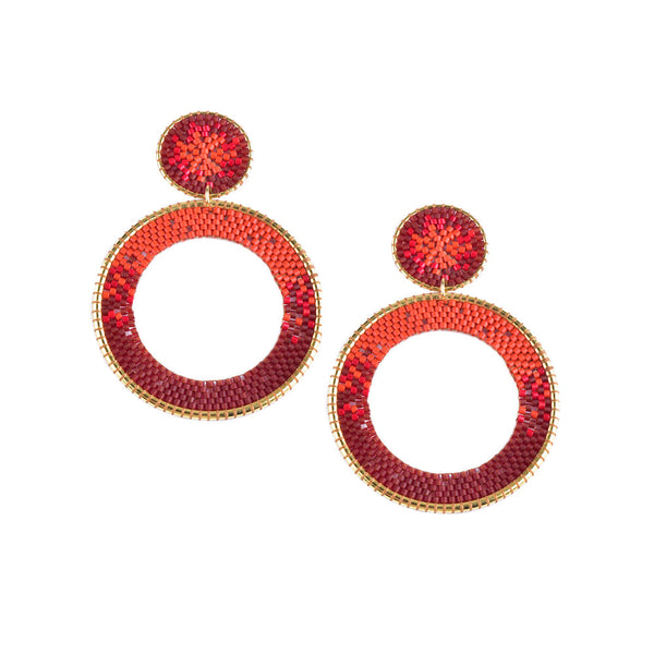 Pendientes grandes elipse rojos