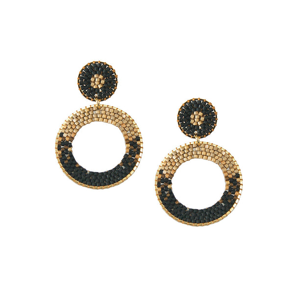 Pendientes Elipse Negro/Dorado