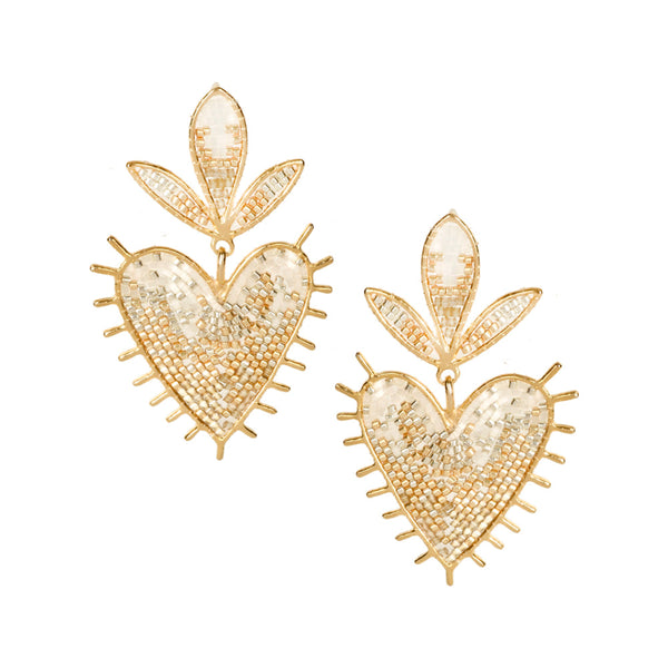 Pendientes de marfil con corazón místico