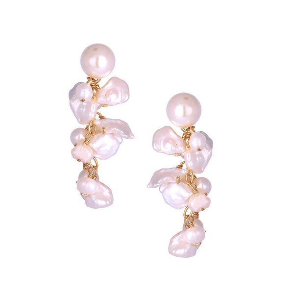 Pendientes de oro con cascada de perlas