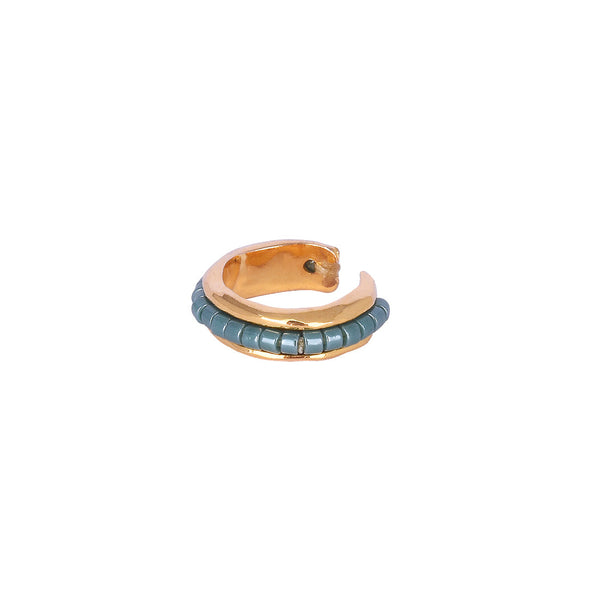 Adjustable gold plated cuff earring with beads