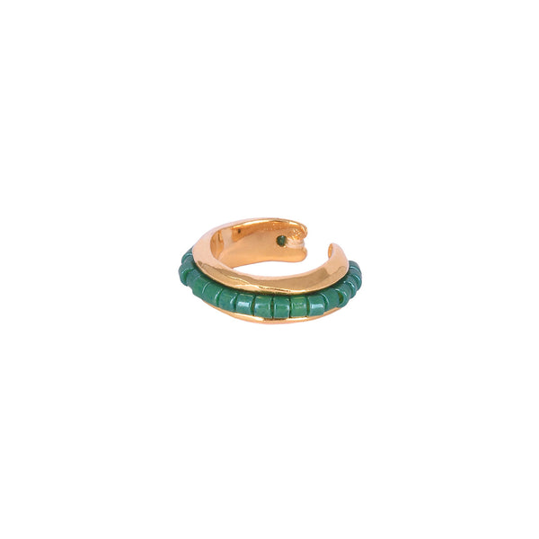 Adjustable gold plated cuff earring with beads