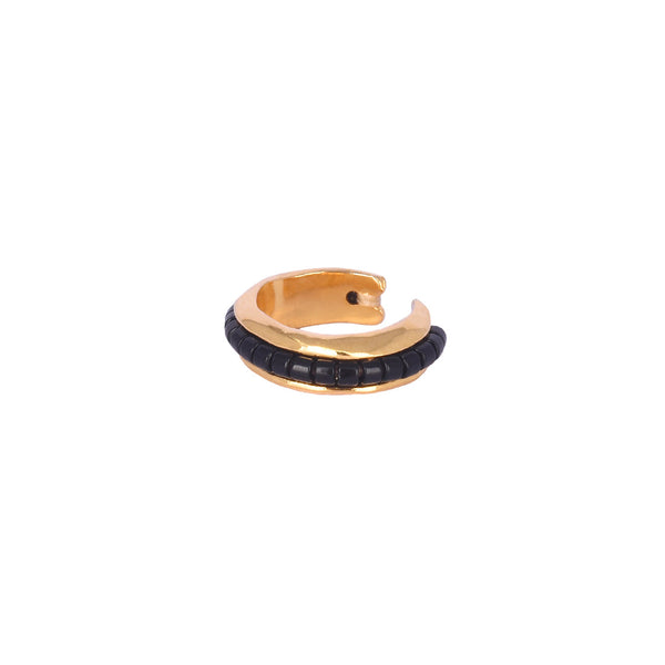 Adjustable gold plated cuff earring with beads