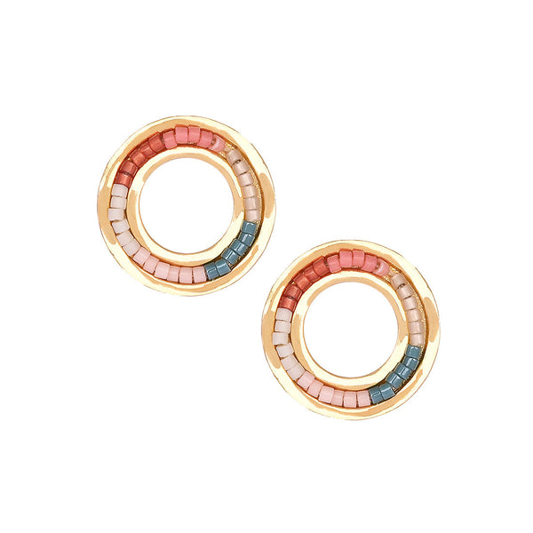 Stud gold plated circular shape earrings with beads
