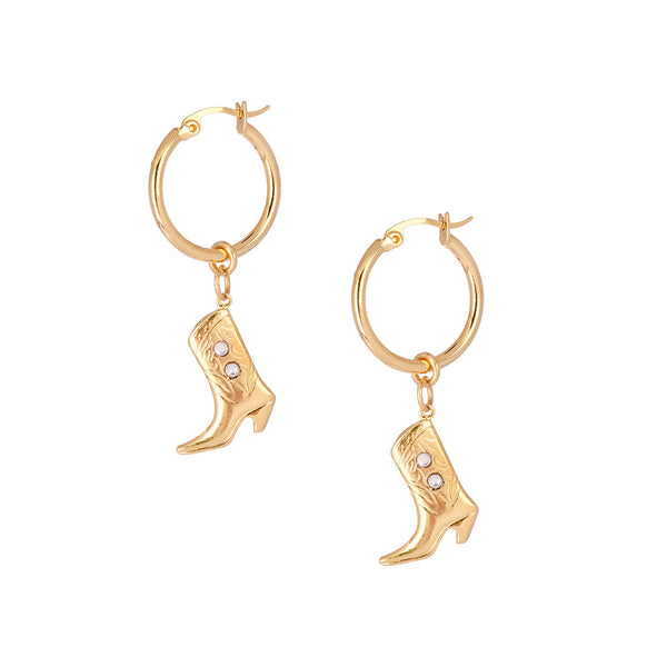 Pendientes de aro con forma de bota de vaquera