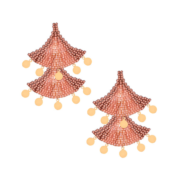 Stud earrings in beaded sevillana skirt design