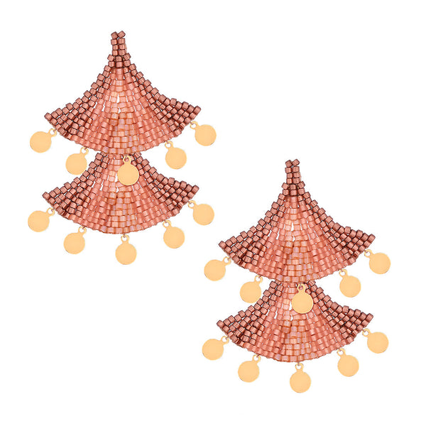 Stud earrings in beaded sevillana skirt design