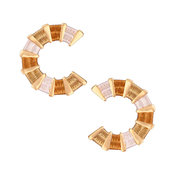 Hoop gold plated earrings in woven design