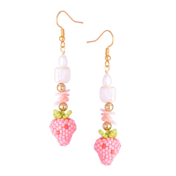 Pearly Strawberry beaded stud earrings