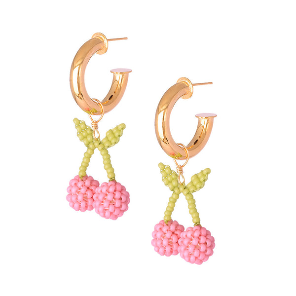 Cherries Hopp beaded gold plated stud earrings