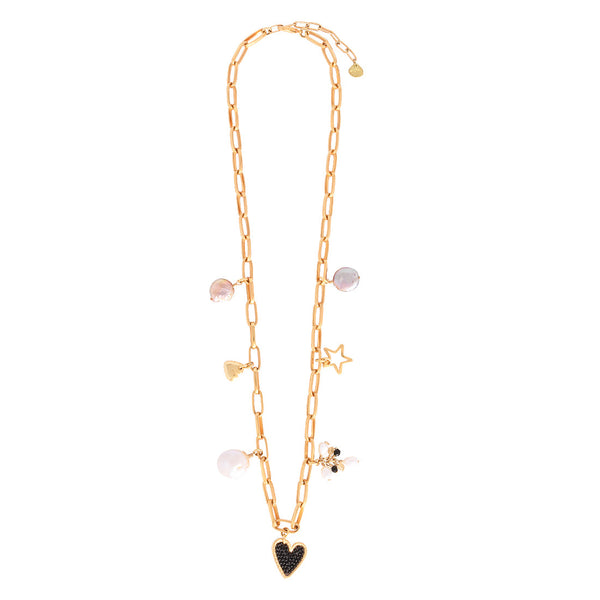 Charmy Gold/White/Black Necklace