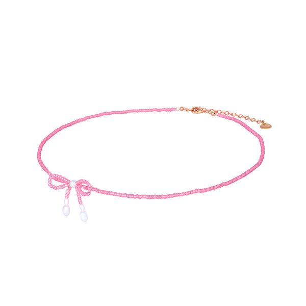 Fita pink adjustable beaded necklace