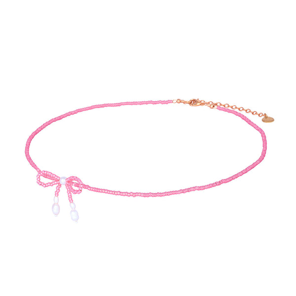 Fita pink adjustable beaded necklace