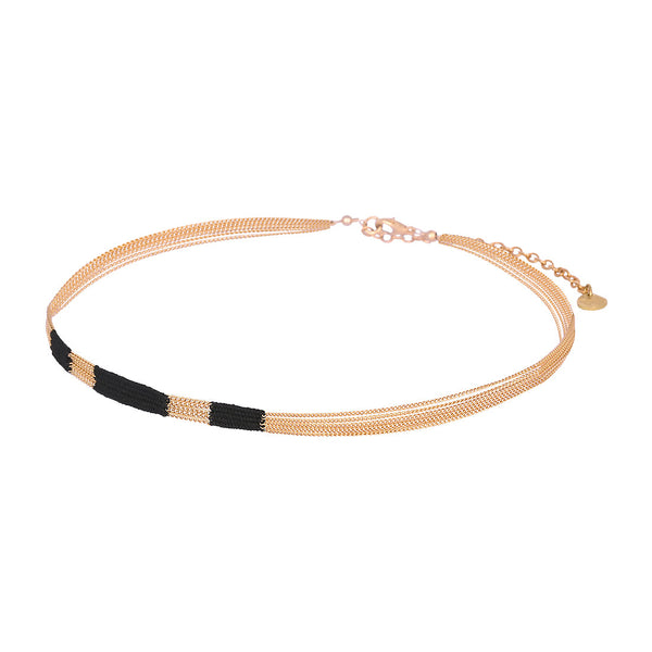 Adjustable gold plated chain necklace with threads - medium