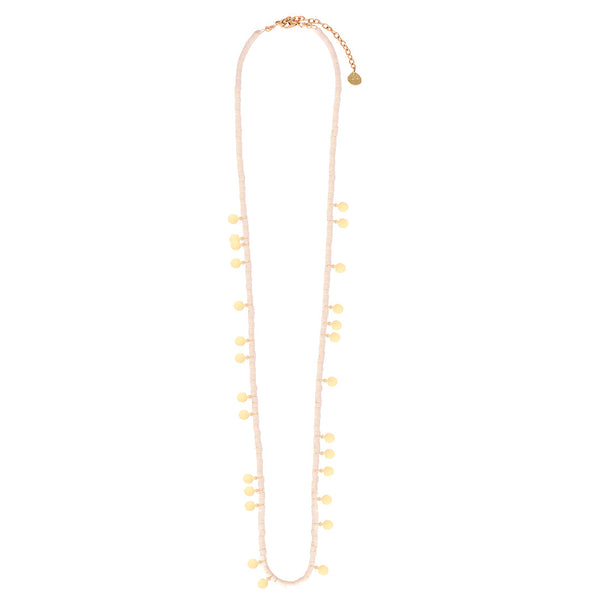 Collar grande beige con mini monedas