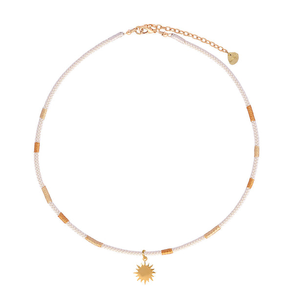 Adjustable Necklace with gold plated sun & Threads