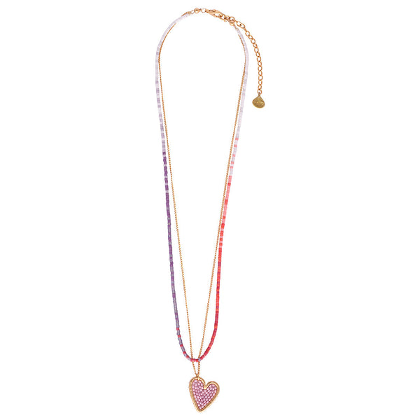 Adjustable beaded gold plated necklace with charms