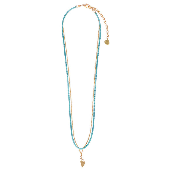 Adjustable beaded gold plated necklace with charms