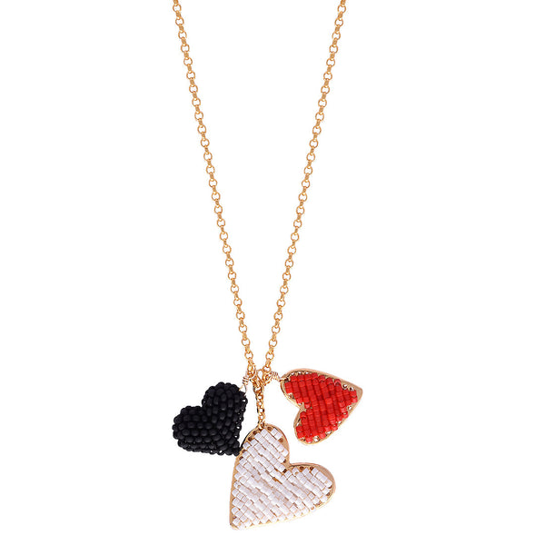 Long hearts gold-plated Miyuki necklace