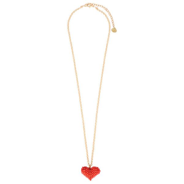 Red heart gold-plated Miyuki necklace