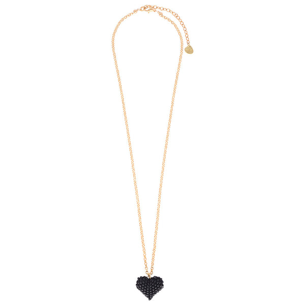 Collar Miyuki con corazón negro bañado en oro