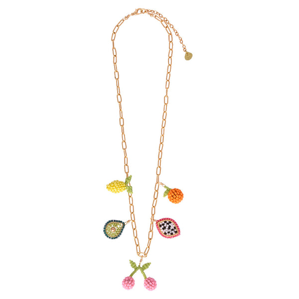 Frutty charms beaded gold plated necklace