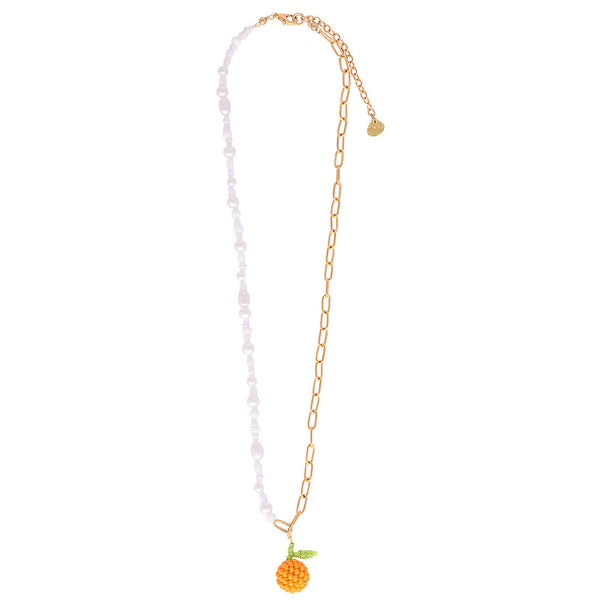 Orange Pearl beaded adjustable necklace