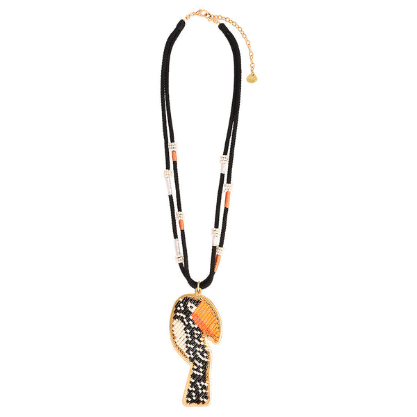Tucan Black Orange Necklace
