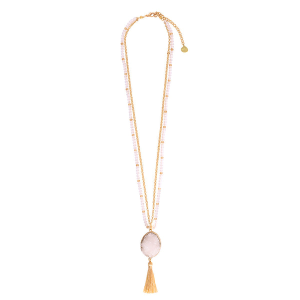 Collar grande de cuarzo blanco