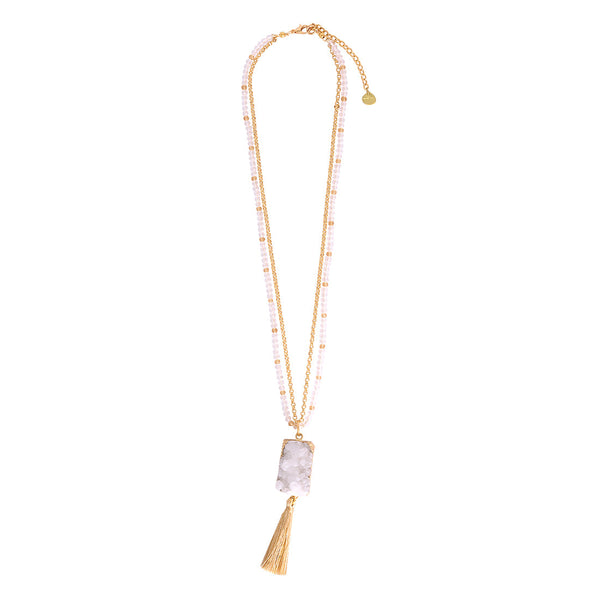 Collar mediano de cuarzo blanco