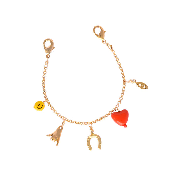 Gold-plated chain shoe charm with pendants