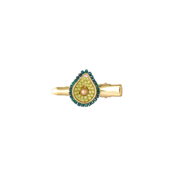 Pinza para el pelo bañada en oro con cuentas de aguacate