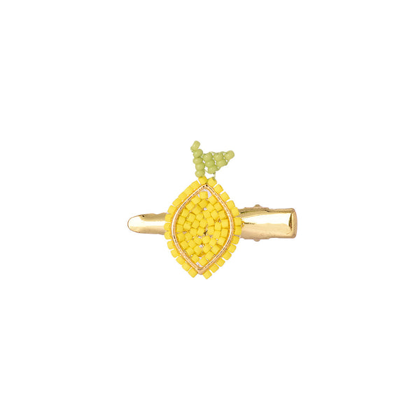 Lemon beaded gold plated hair clip