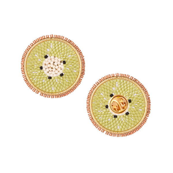 Kiwi beaded gold plated pin