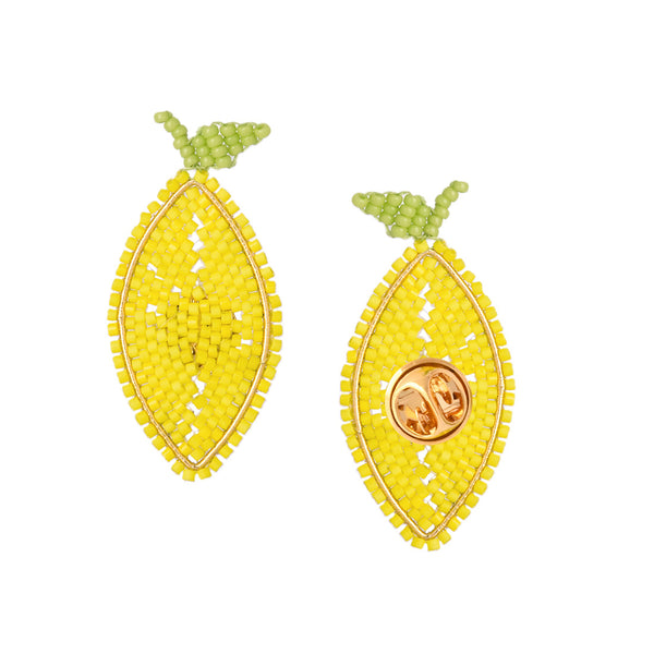 Lemon yellow beaded pin