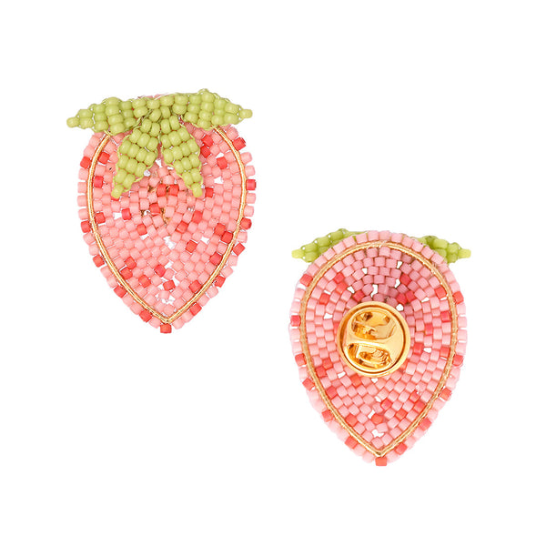 Strawberry beaded gold plated pin